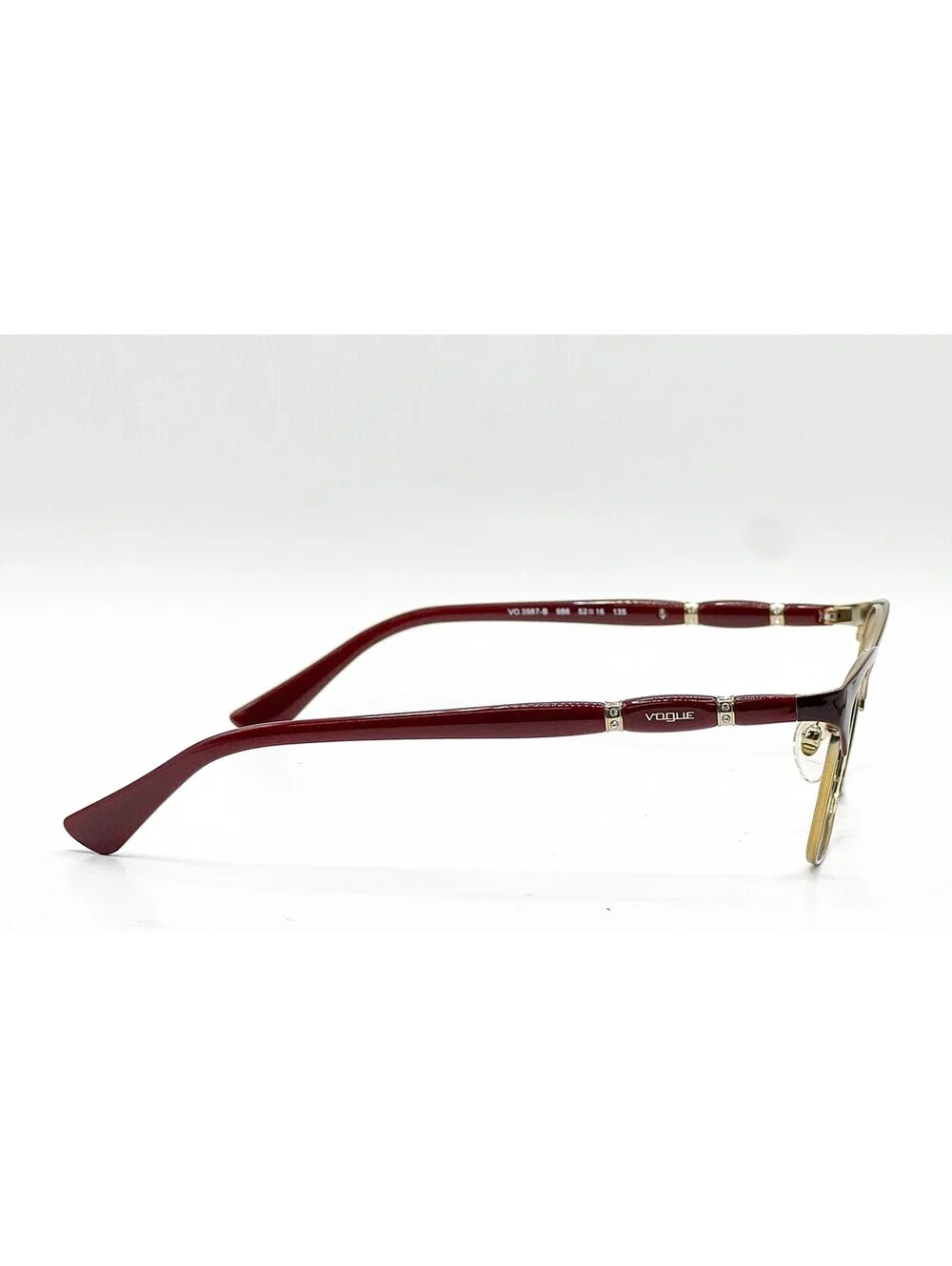 Vogue VO 3987-B 986 Top Bordeaux Pale Gold Cat Eye Eyeglass Frames 52-16